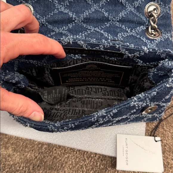 Kurt geiger the Brixton denim quilted shoulder bag purse dustbag NWT - Picture 7 of 7